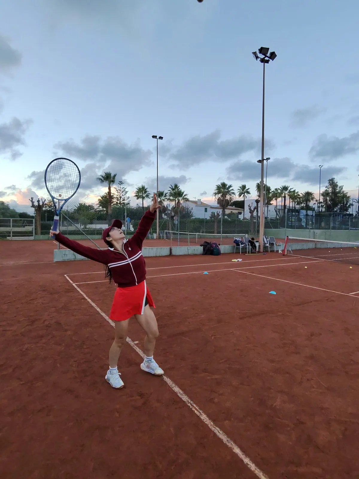 Autumn tennis at dusk in Mallorca